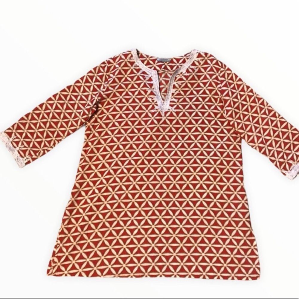 World Market LARGE/XL Cotton Tunic Red & White